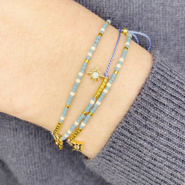 'Aquarius' Zodiac Morse Code bead bracelet - detail of adjustable sliding bead