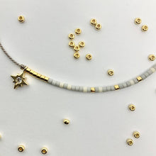 Load image into Gallery viewer, 'Cancer' Zodiac Morse Code bead bracelet - detail of beads and pendant