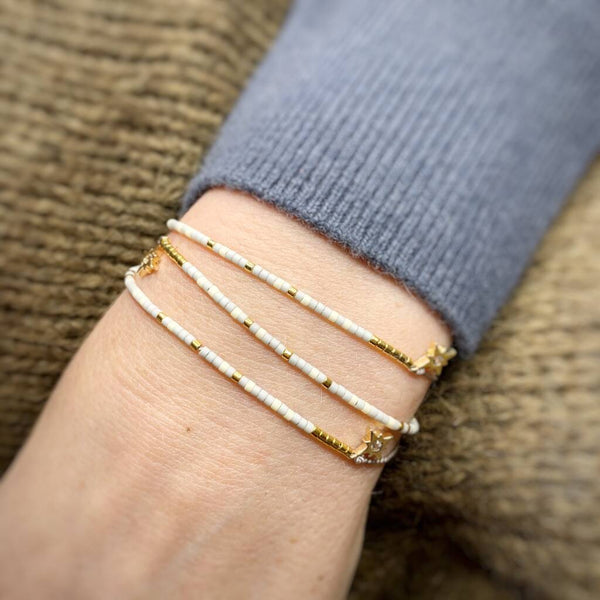 'Cancer' Zodiac Morse Code bead bracelet - detail of adjustable sliding bead