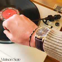 Load image into Gallery viewer, Mens Morse Code Bead Bracelet - The beads are arranged to spell out 'Dad'