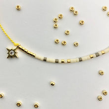 Load image into Gallery viewer, 'Gemini' Zodiac Morse Code bead bracelet - close up detail of beads and pendant