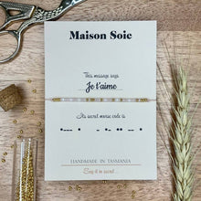 Load image into Gallery viewer, Morse Code Bracelet spelling out 'Je t'aime' (French for I Love You)
