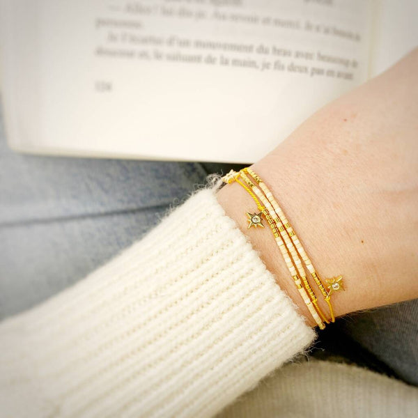 'Leo' Zodiac Morse Code bead bracelet - close up detail of adjustable sliding bead