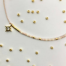 Load image into Gallery viewer, 'Libra' Zodiac Morse Code bead bracelet - close up detail of beads and pendant