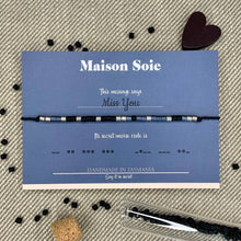 Load image into Gallery viewer, Mens Morse Code Bracelet - The beads are arranged to spell 'Miss You'