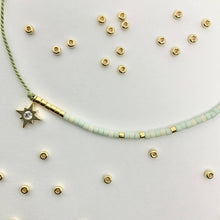 Load image into Gallery viewer, 'Pisces' Zodiac Morse Code bead bracelet - close up detail of beads and pendant