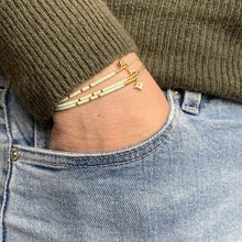 Load image into Gallery viewer, 'Pisces' Star Sign Morse Code beaded bracelet being worn