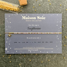 Load image into Gallery viewer, Zodiac Collection Morse Code Bracelet - The beads are arranged to spell 'Sagittarius'