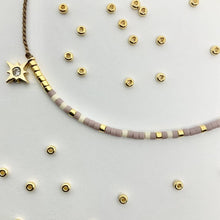 Load image into Gallery viewer, 'Sagittarius' Zodiac Morse Code bead bracelet - close up detail of beads and pendant