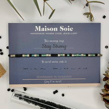 Load image into Gallery viewer, Mens Morse Code Bracelet - The beads are arranged to spell 'Stay Strong'
