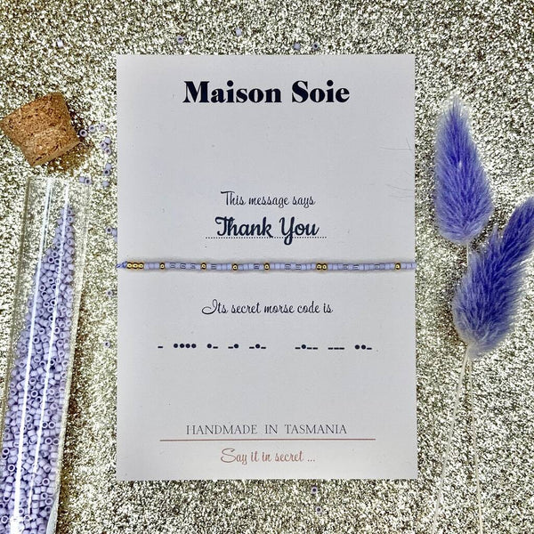 Morse Code Bracelet spelling out 'Thank You'