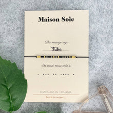 Load image into Gallery viewer, Morse Code Bracelet spelling out 'Tribe'