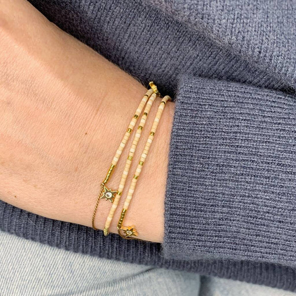 'Virgo' Zodiac Morse Code bead bracelet - close up detail of adjustable sliding bead