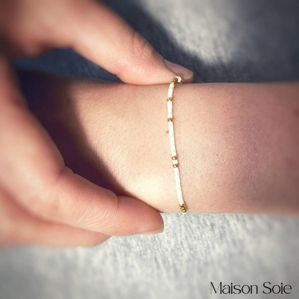 'Angel' Morse Code bead bracelet - close up detail of beads