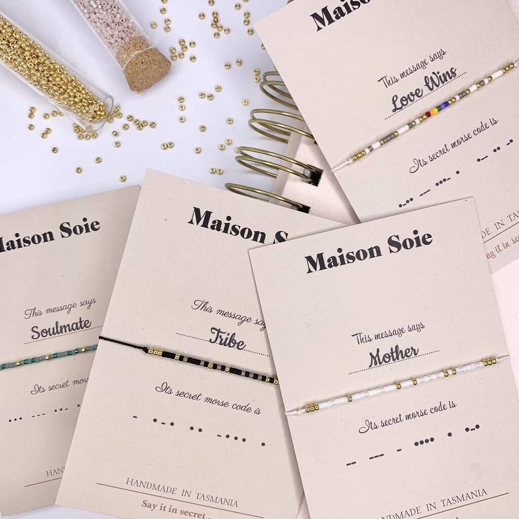 A Selection Of Custom Made Morse Code Bracelets by Maison Soie