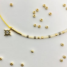 Load image into Gallery viewer, &#39;Gemini&#39; Zodiac Morse Code bead bracelet - close up detail of beads and pendant

