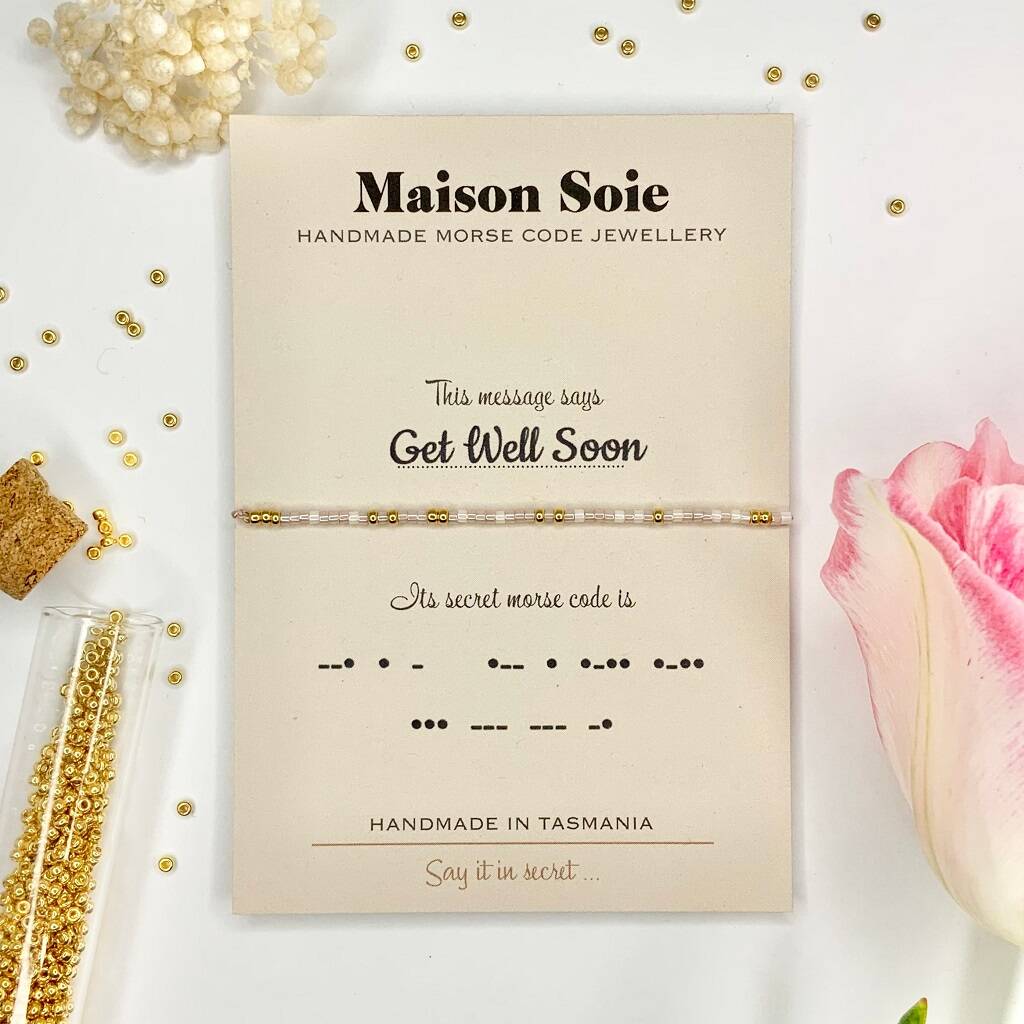 Morse Code Bracelet spelling out 'Get Well Soon'