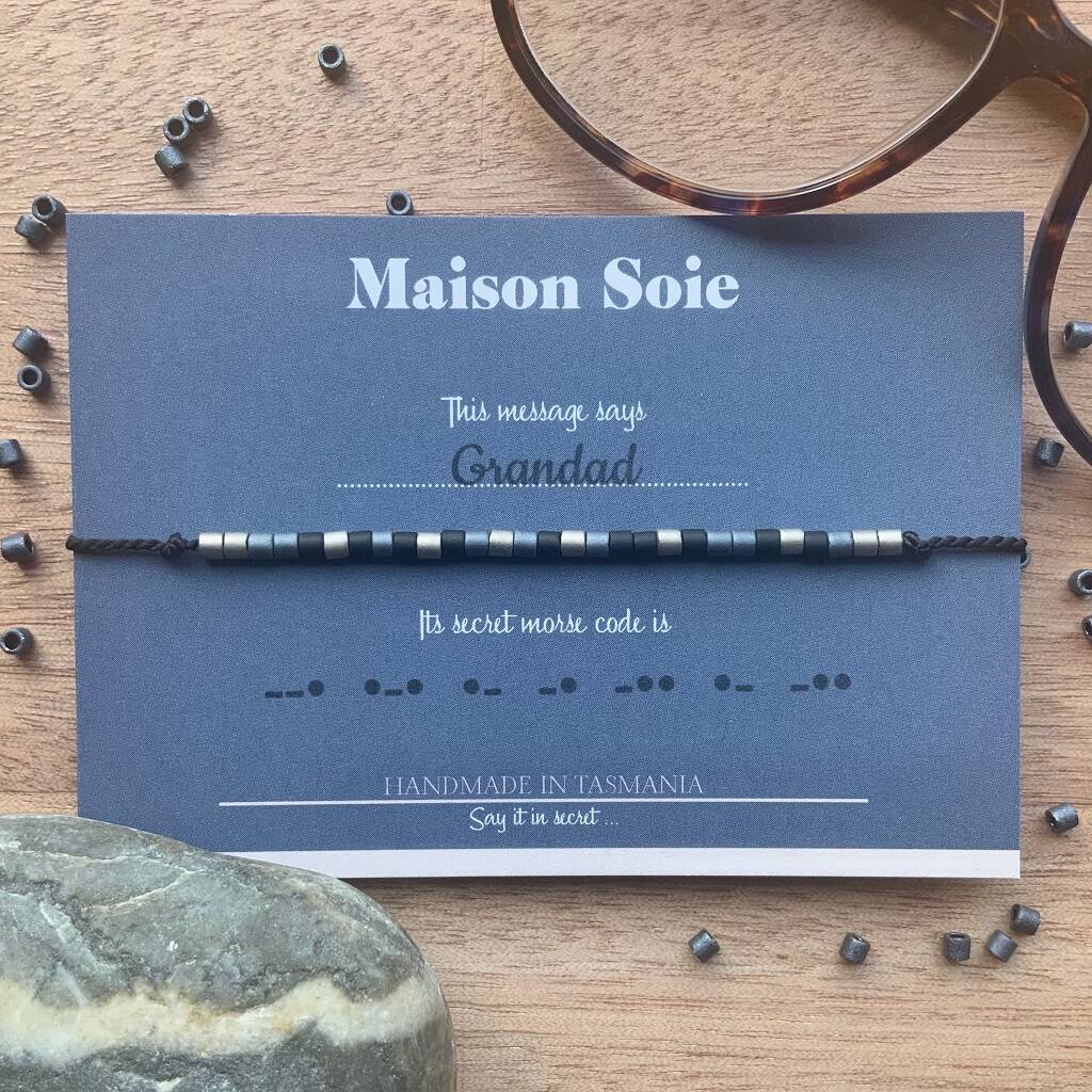 Mens Morse Code Bracelet - The beads are arranged to spell 'Grandad'
