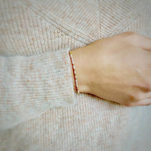 Load image into Gallery viewer, &#39;I Love You&#39; Morse Code Bead Bracelet in &#39;Rose&#39; Colour being worn
