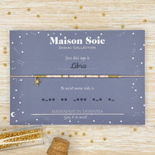 Load image into Gallery viewer, Zodiac Collection Morse Code Bracelet - The beads are arranged to spell &#39;Libra&#39;
