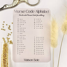 Load image into Gallery viewer, Morse Code Alphabet displayed on card with scattered Miyuki Beads
