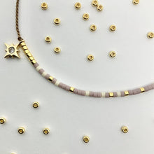 Load image into Gallery viewer, &#39;Sagittarius&#39; Zodiac Morse Code bead bracelet - close up detail of beads and pendant

